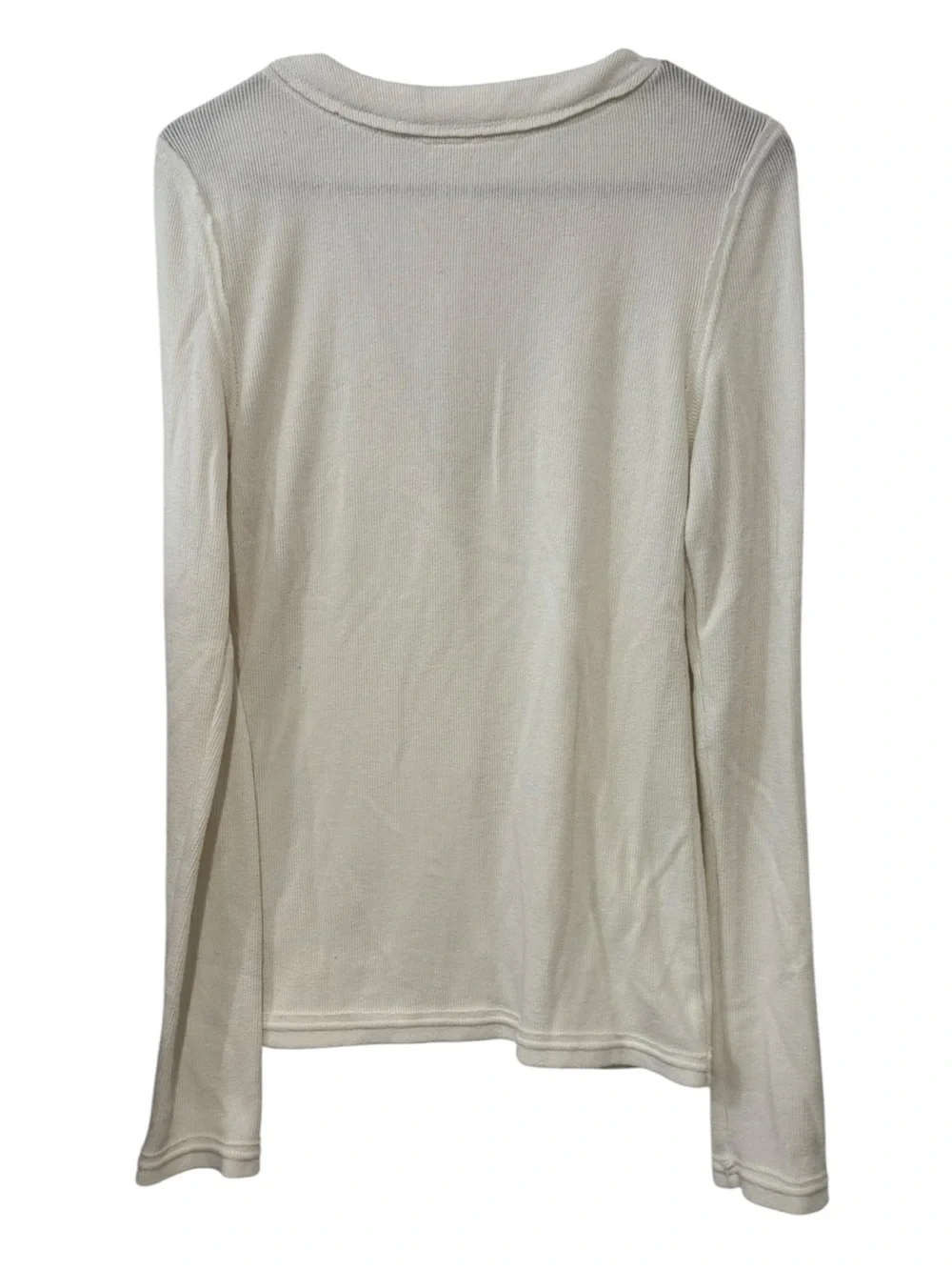 We The Free Large Off White Ribbed Distressed V Neck Button Cardigan Thermal